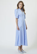 Co'Couture Micacc Stripe Pleat Dress - Pale Blue