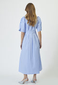 Co'Couture Micacc Stripe Pleat Dress - Pale Blue