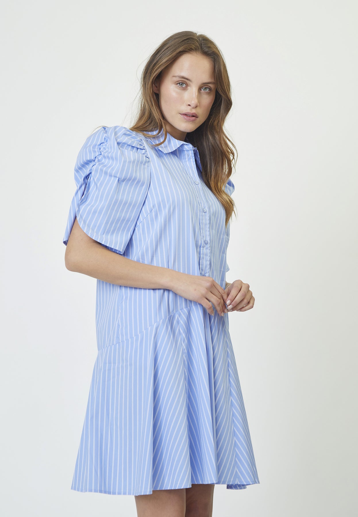 Micacc Stripe SS Shirt Dress - Pale Blue