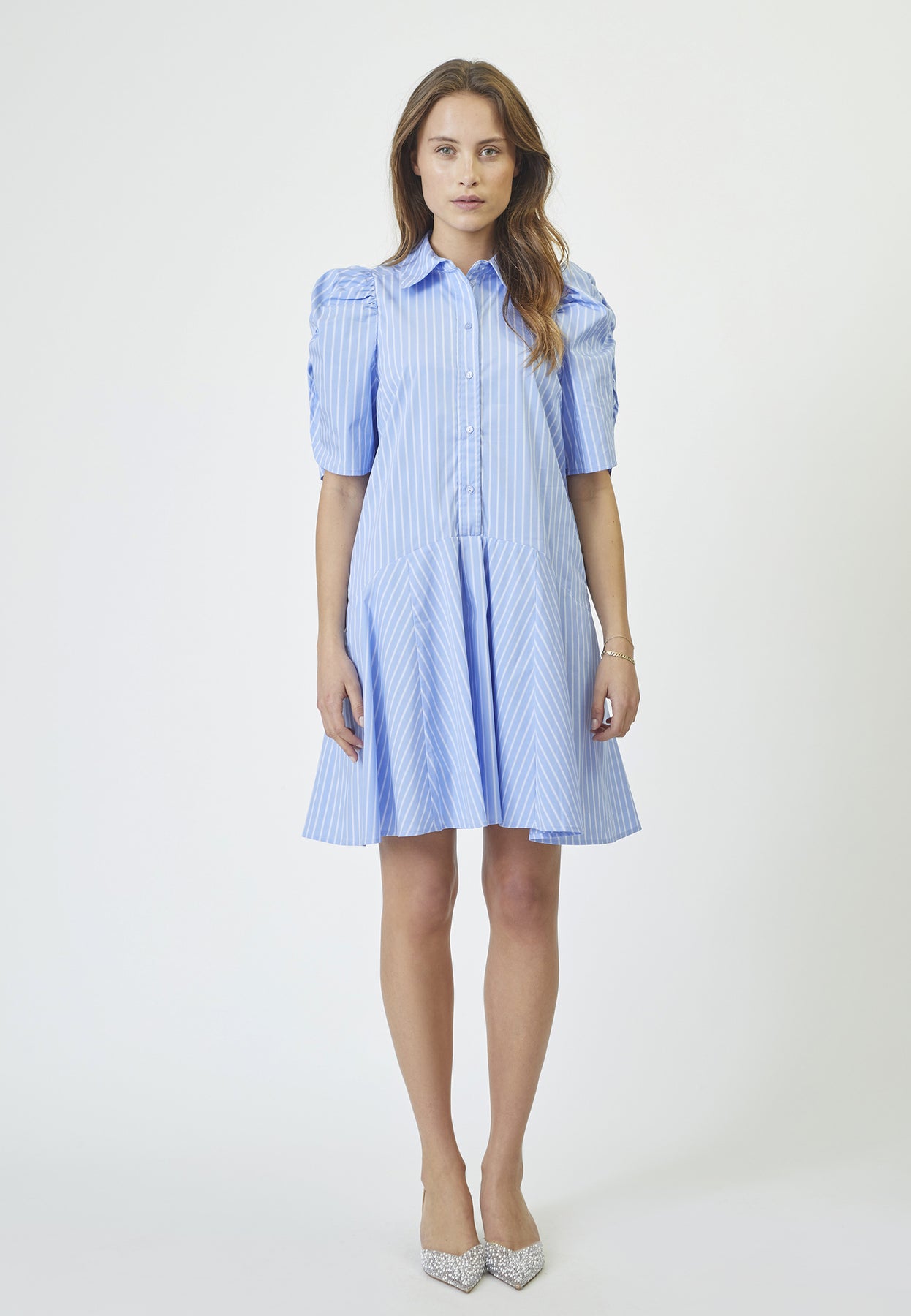 Micacc Stripe SS Shirt Dress - Pale Blue
