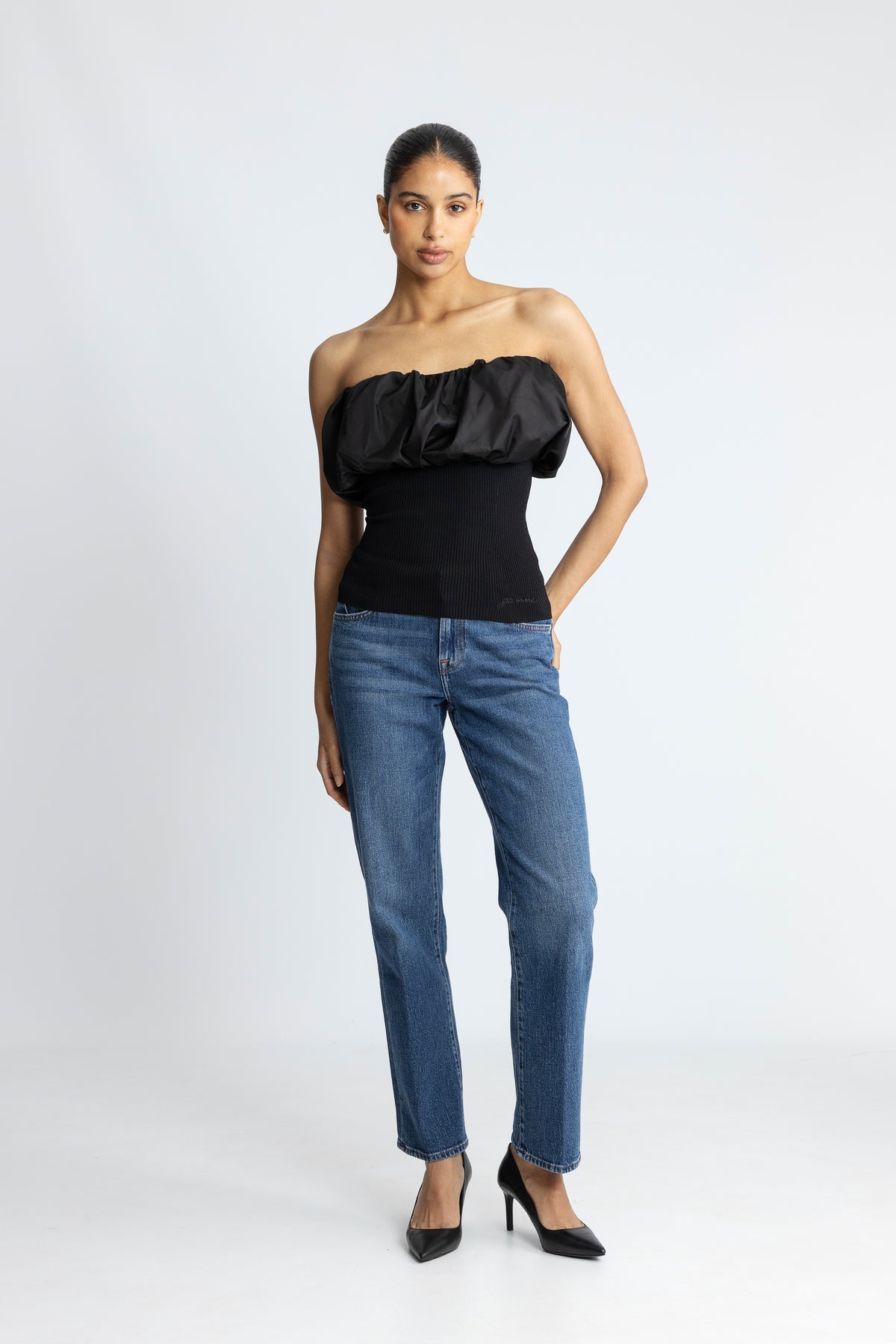 Melange Knit Top - Svart