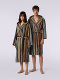 Adam Hooded Bathrobe - Black Multicolor