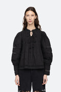 Loren Solid L/Slv Top - Black