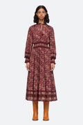Giulia Print L/Slv Dress - Marron