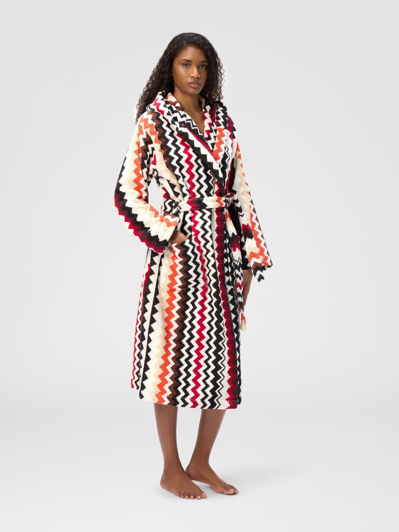 Best Hooded Bathrobe - Red Multicolor