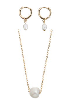 Pearl Necklace And Earrings Gift Set - Gold