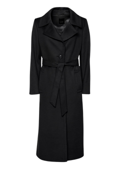 Cashmere Coat W Clareta Belt Long - Ebony Black