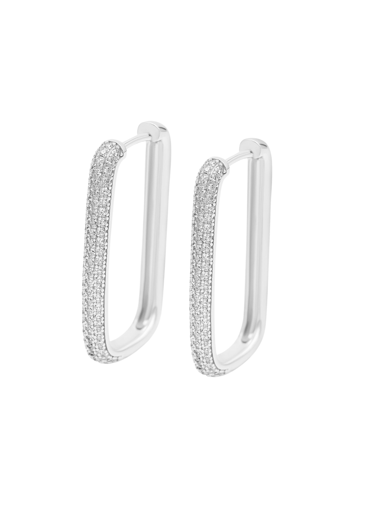 Diamond Edge Hoops - Silver