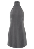 Emilia Halterneck Dress - Grey Pinstripe