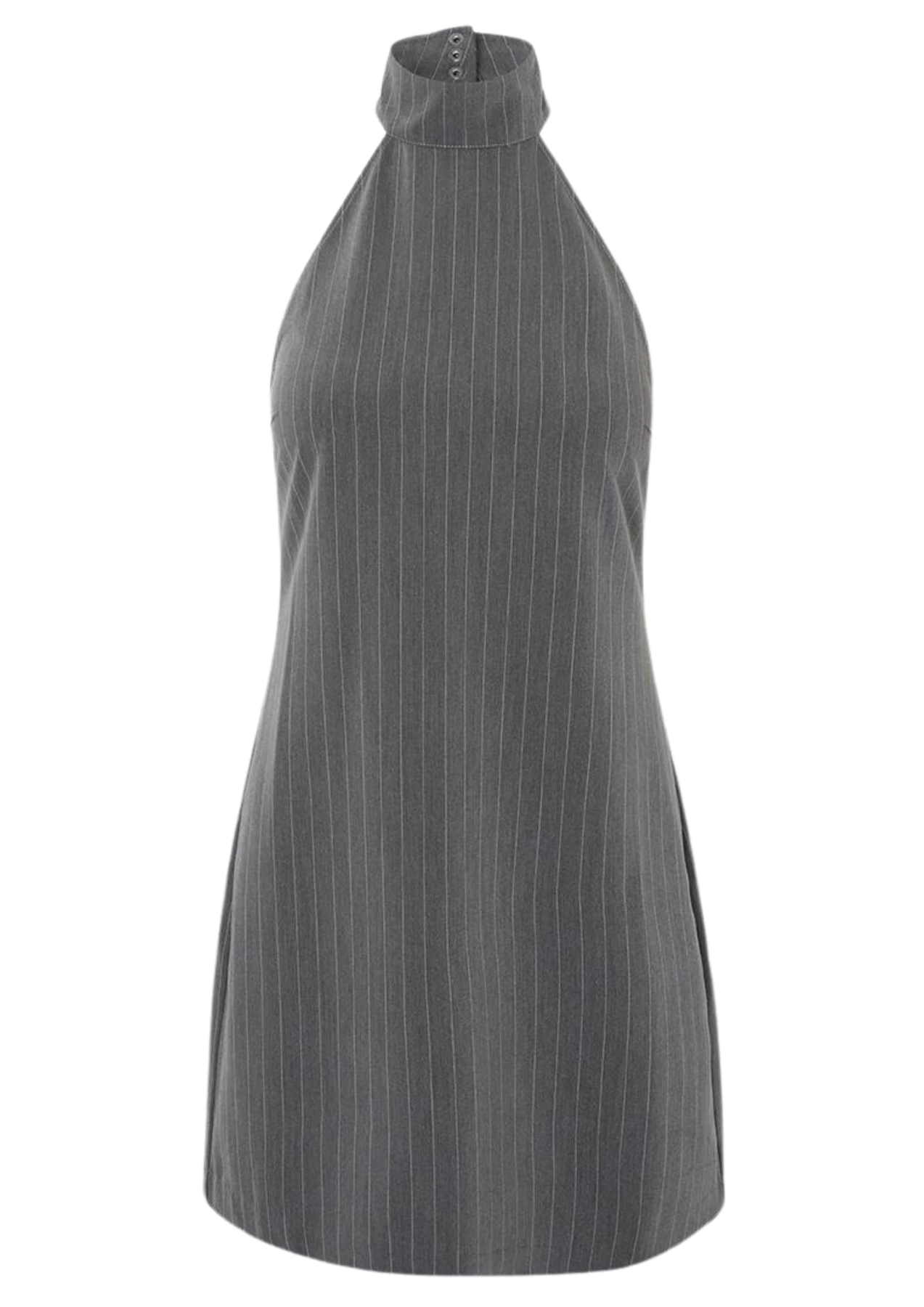 Emilia Halterneck Dress - Grey Pinstripe