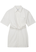 Deconstructed Short Sleeve Dress - Irregular White Stripe