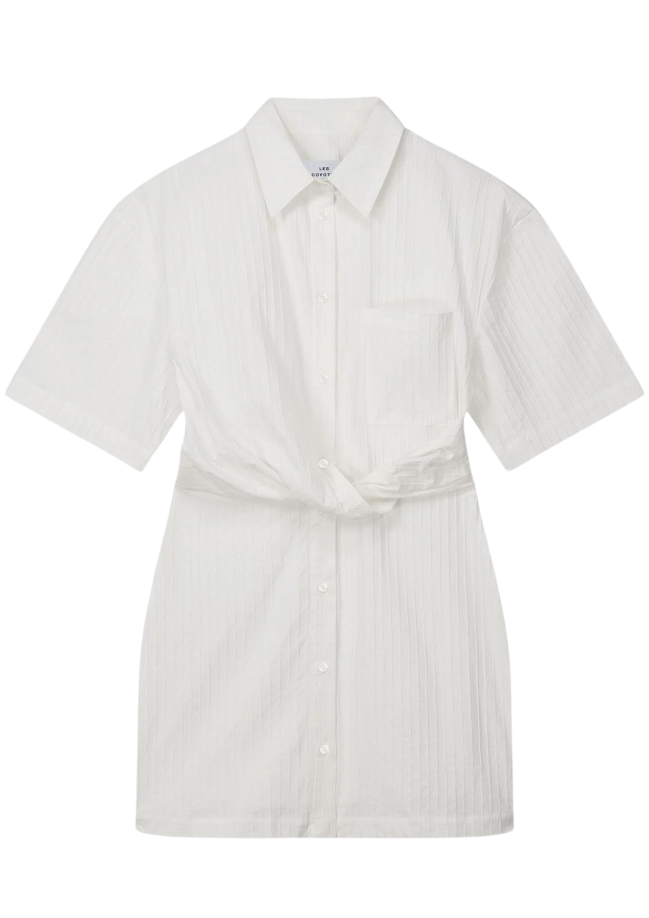 Deconstructed Short Sleeve Dress - Irregular White Stripe
