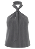 Emilia Tie Top - Grey Pinstripe