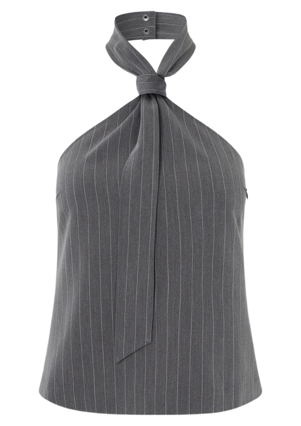 Emilia Tie Top - Grey Pinstripe