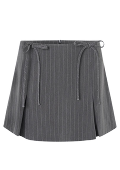 Emilia Bow Skirt - Grey Pinstripe