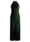 Lola Satin Halter Maxi Dress - Mörkgrön