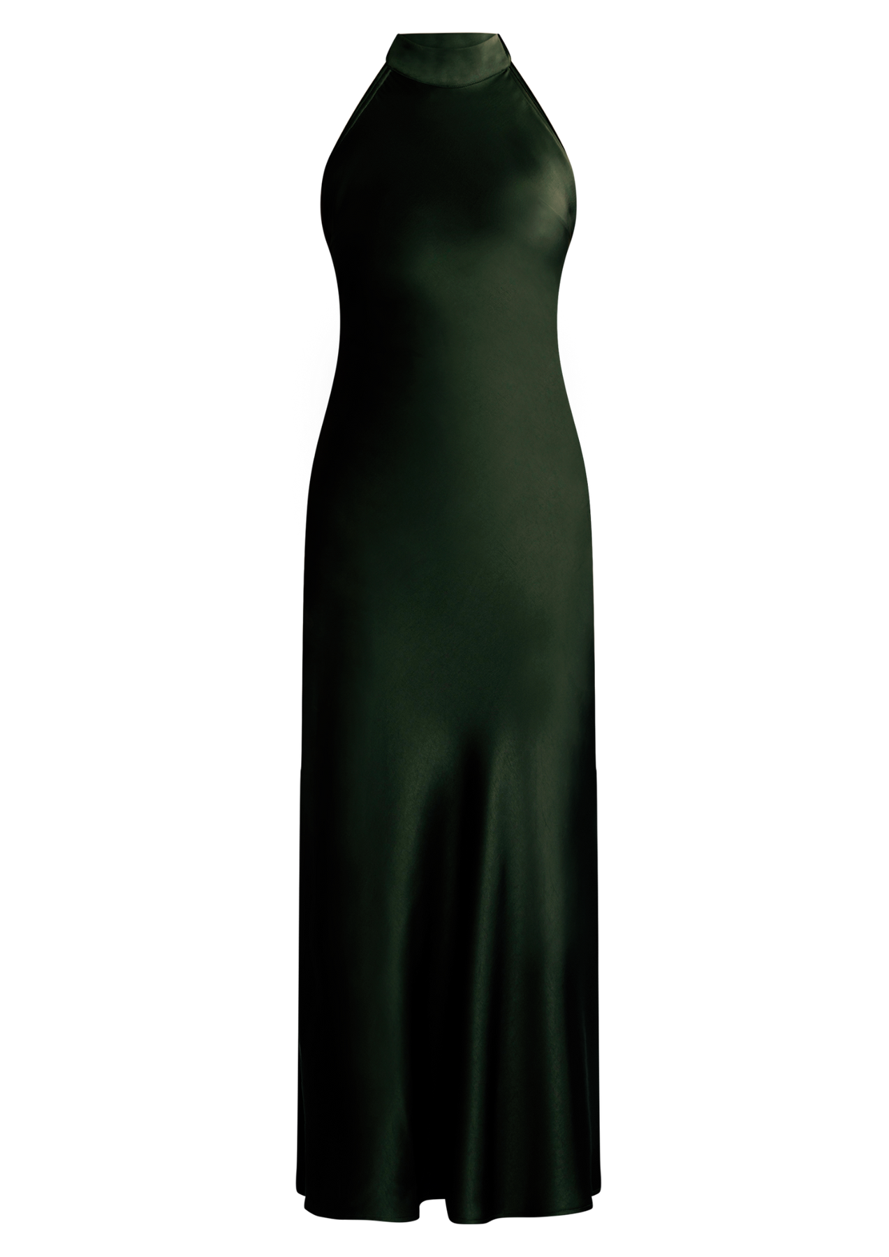 Lola Satin Halter Maxi Dress - Mörkgrön