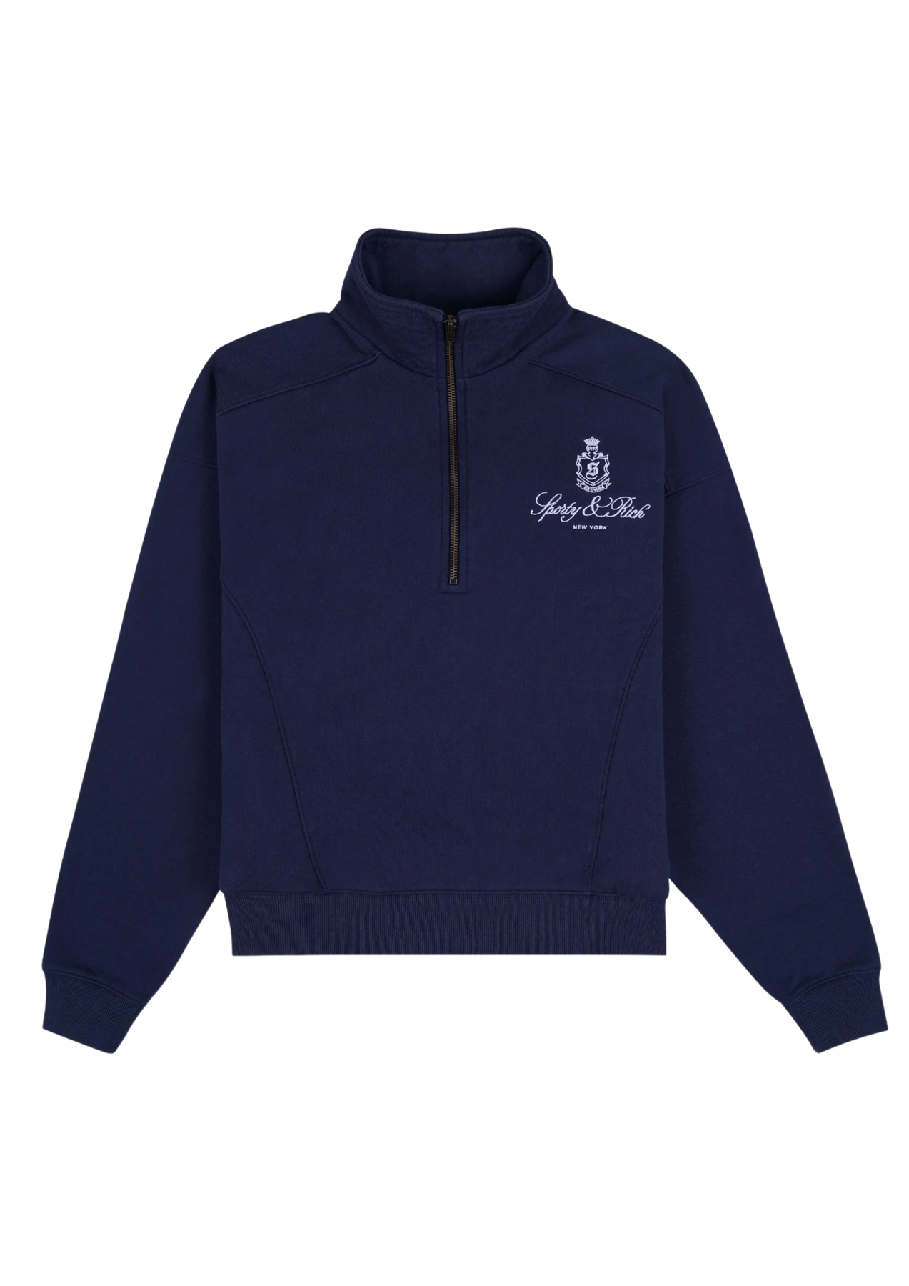 Vendome Embroidered Quarter Zip - Dark Navy