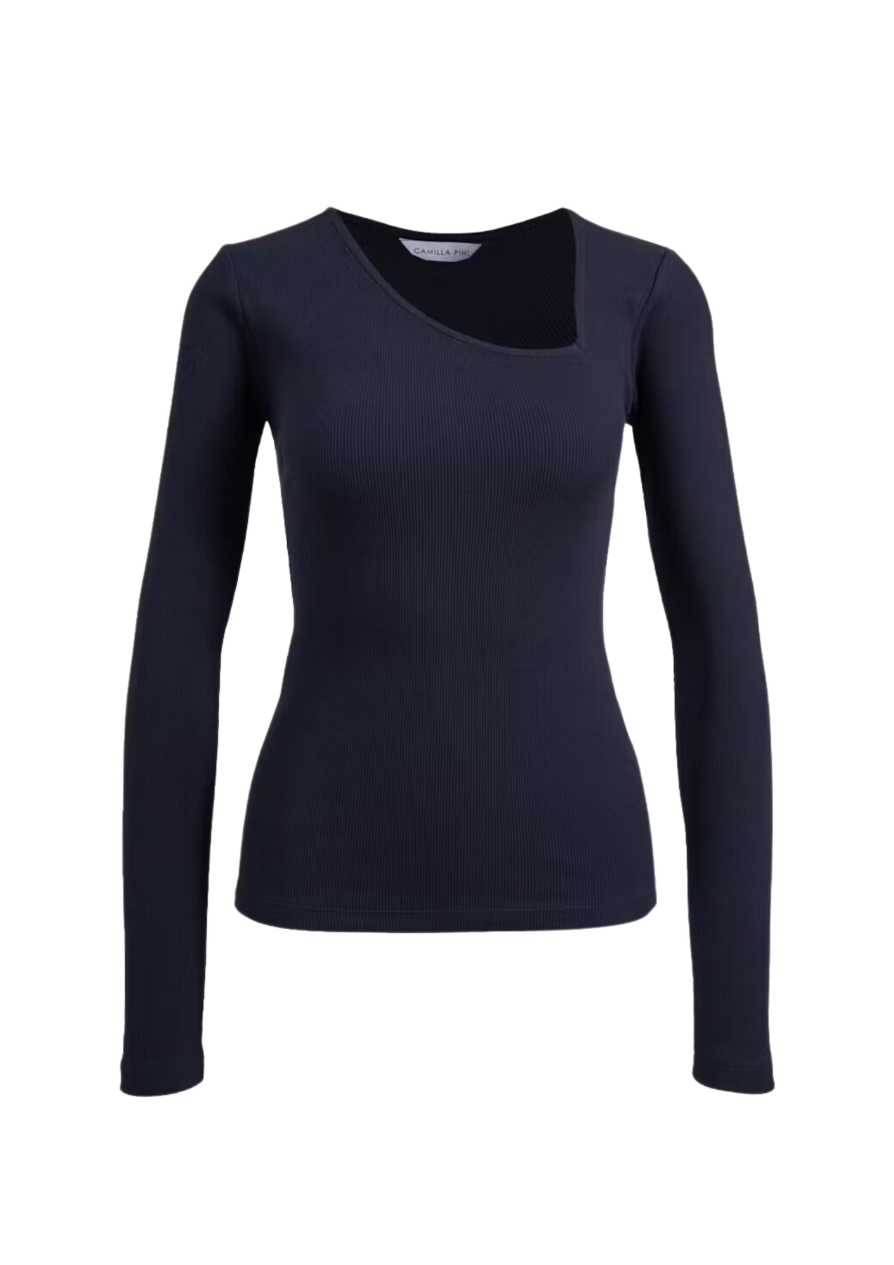 Pino Rib Triangle Neck - Mörkblå
