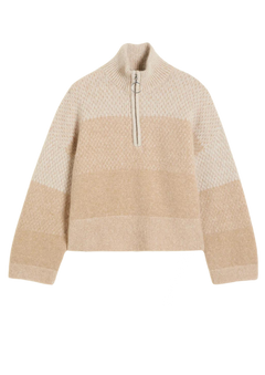 Tine Knit Half Zip - Sand Mix
