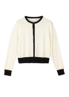 Classic Merino Cardigan - Cream Black