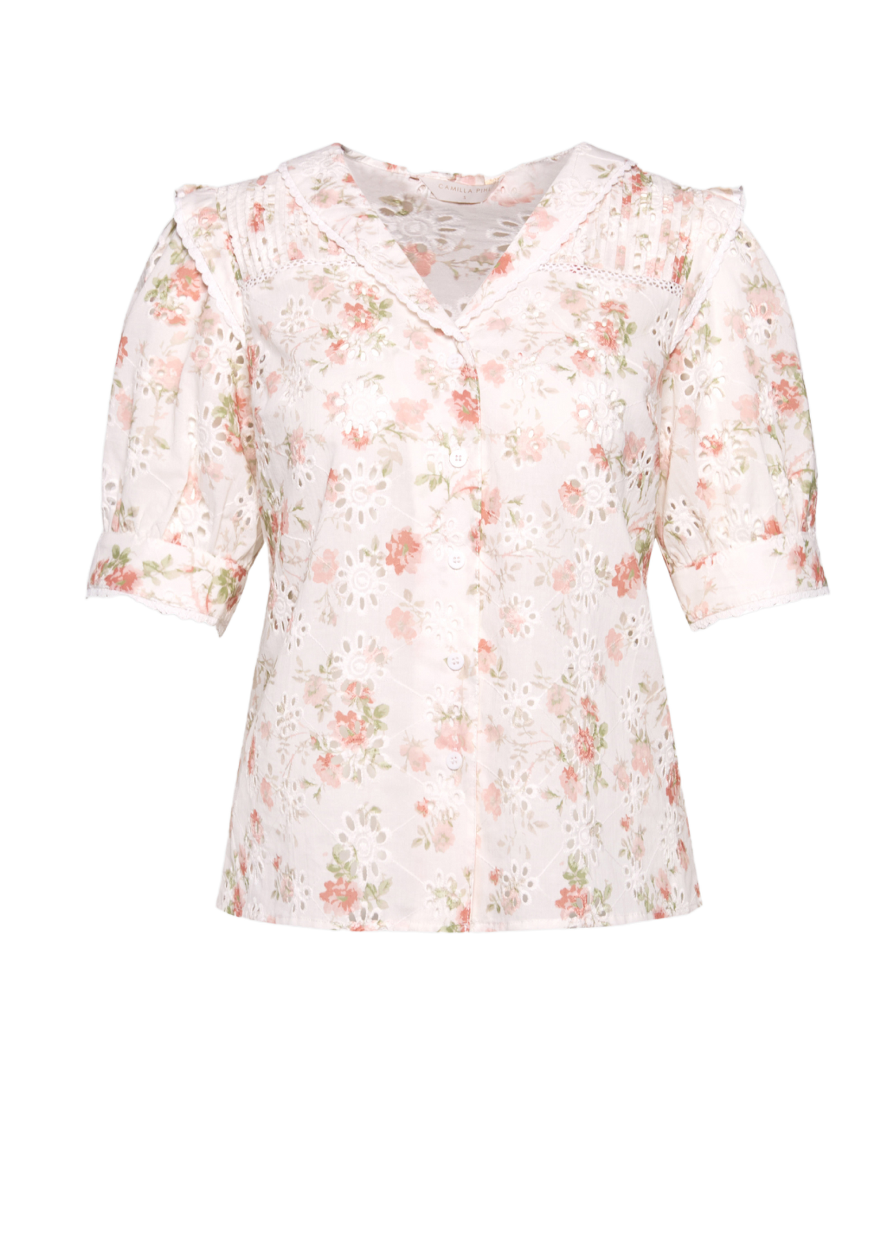 Hera Blouse - White Rose Print