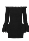 Chiffon Smock Mini Dress - Black