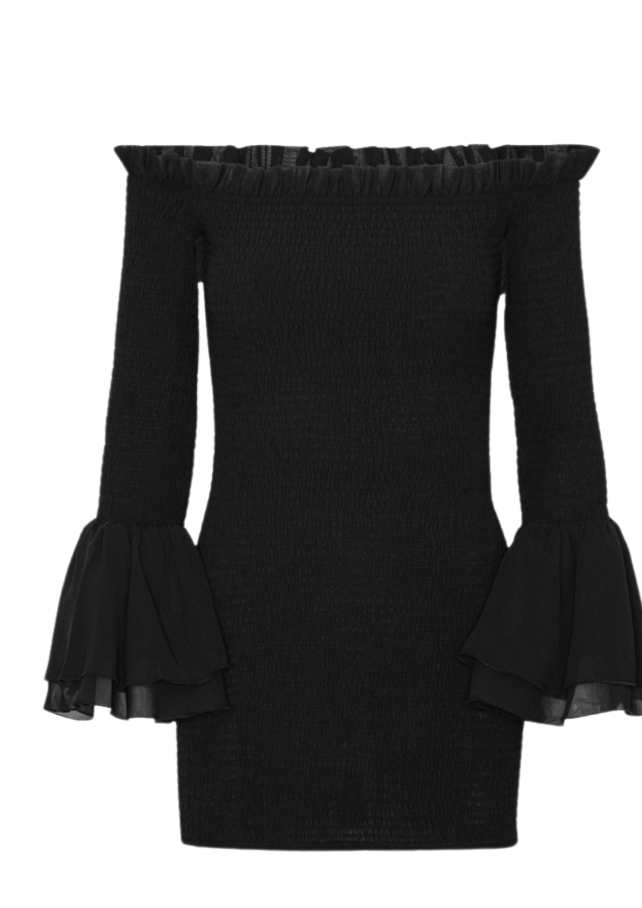 Chiffon Smock Mini Dress - Black