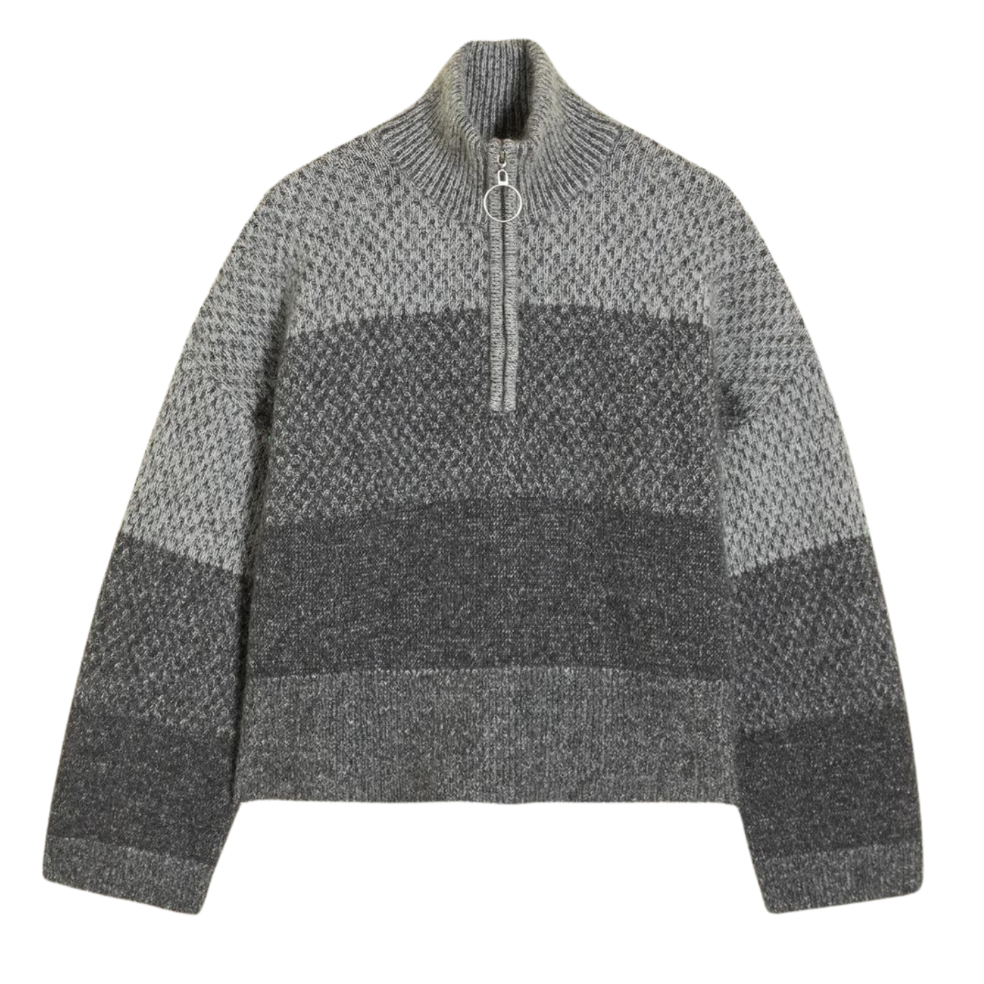 Tine Knit Half Zip - Dark Grey Mix