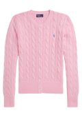 Kabelstickad bomullskofta - Carmel Pink