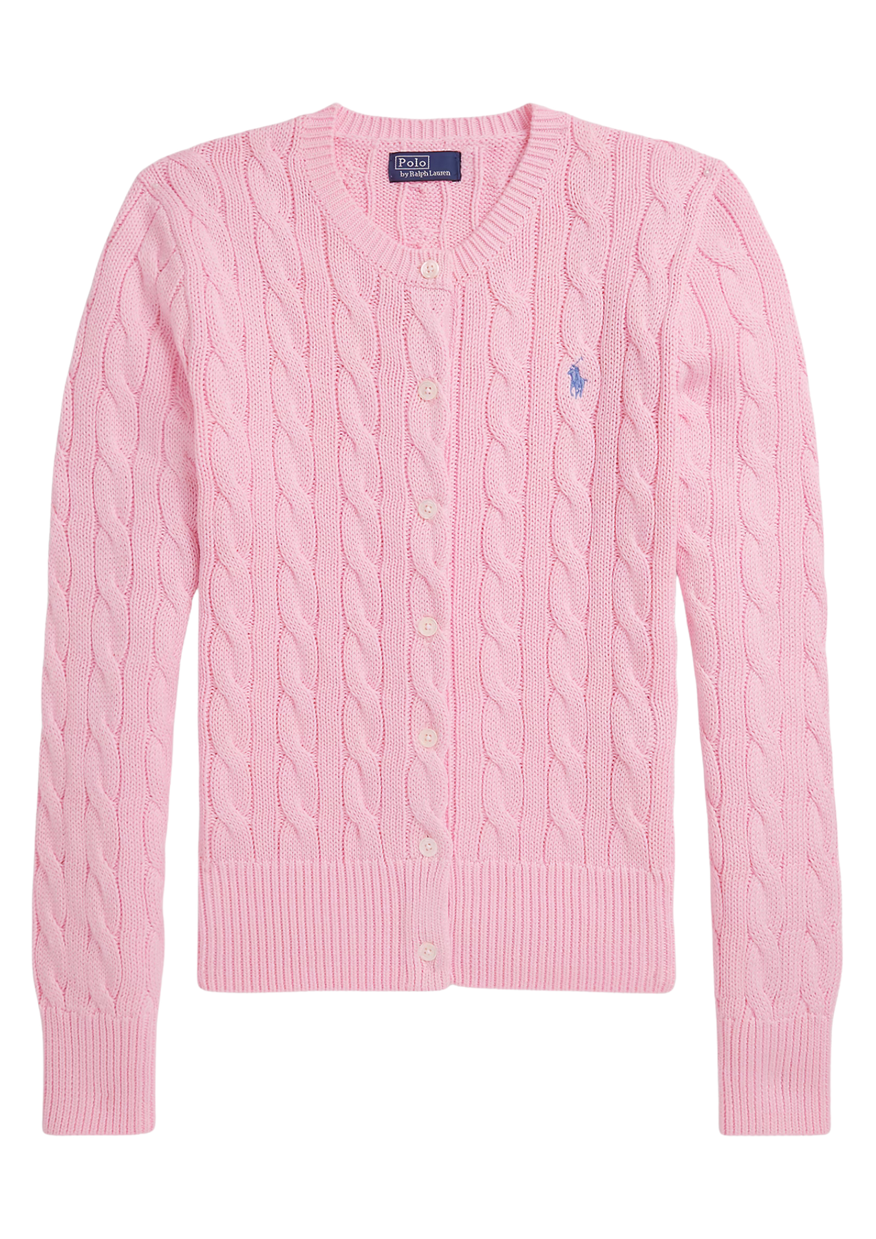 Kabelstickad bomullskofta - Carmel Pink