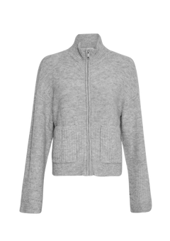 Lediona Hope Zip Cardigan - Light Grey Melange