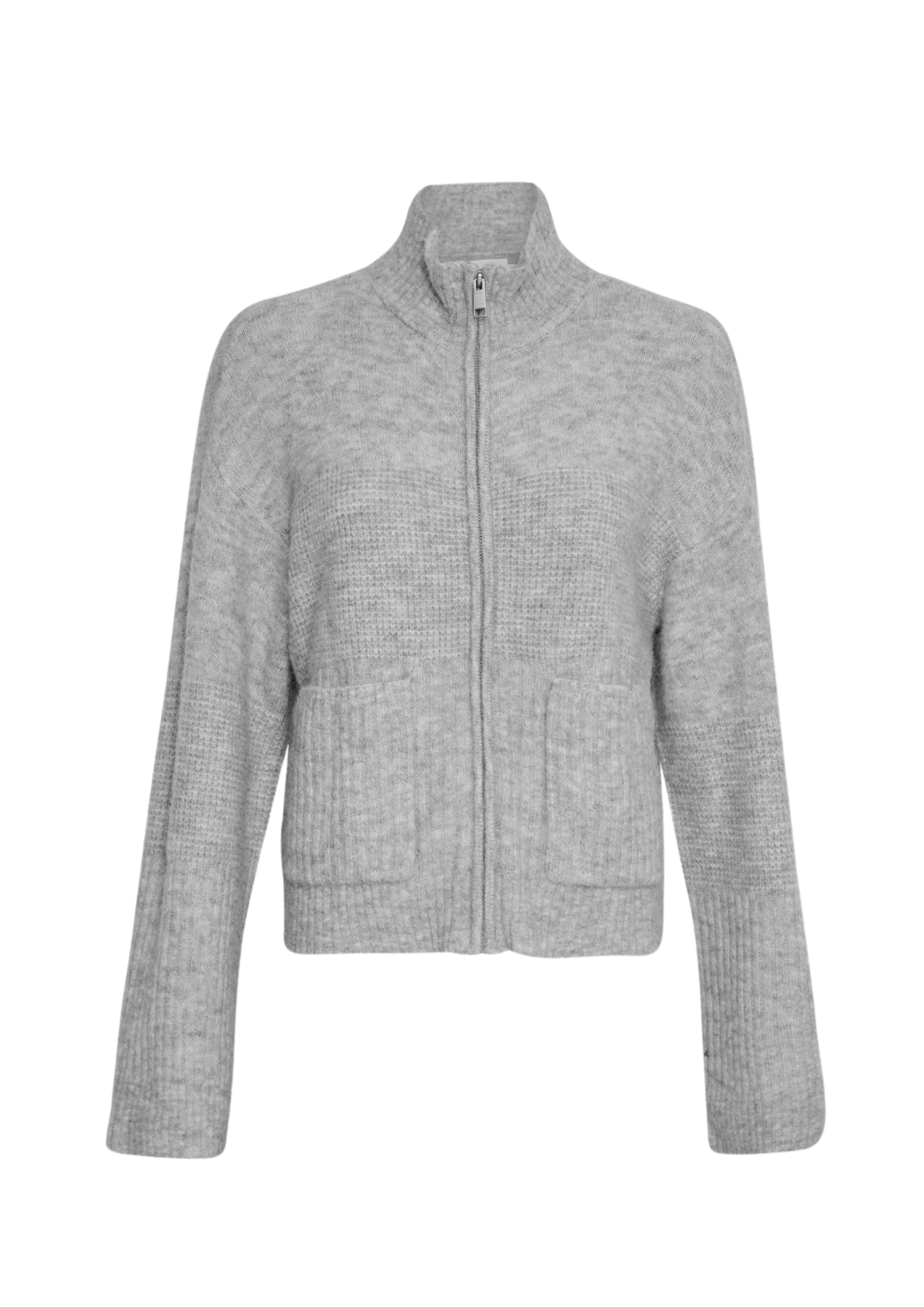 Lediona Hope Zip Cardigan - Light Grey Melange