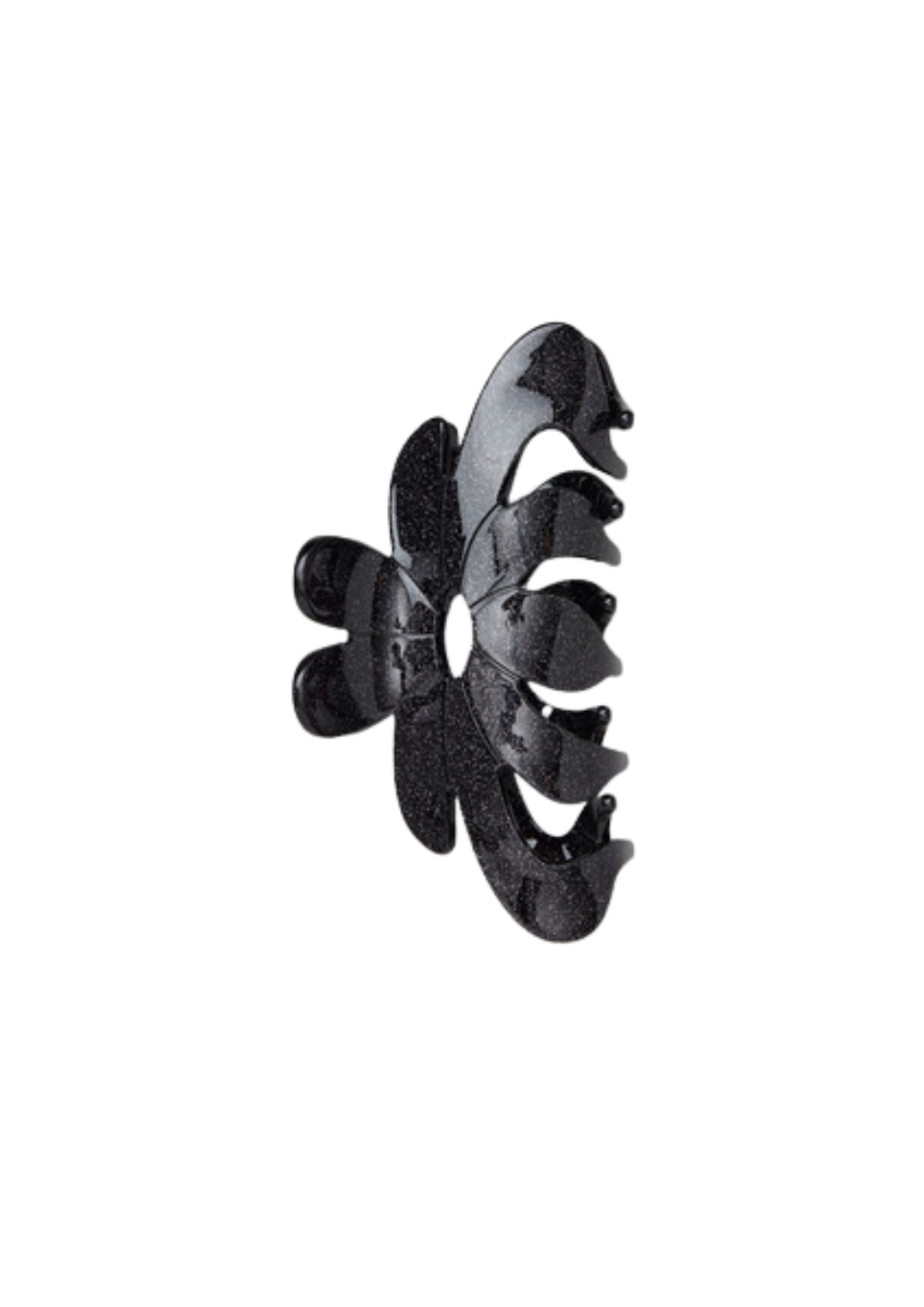 Glitter Magnolia Hair Claw - Black