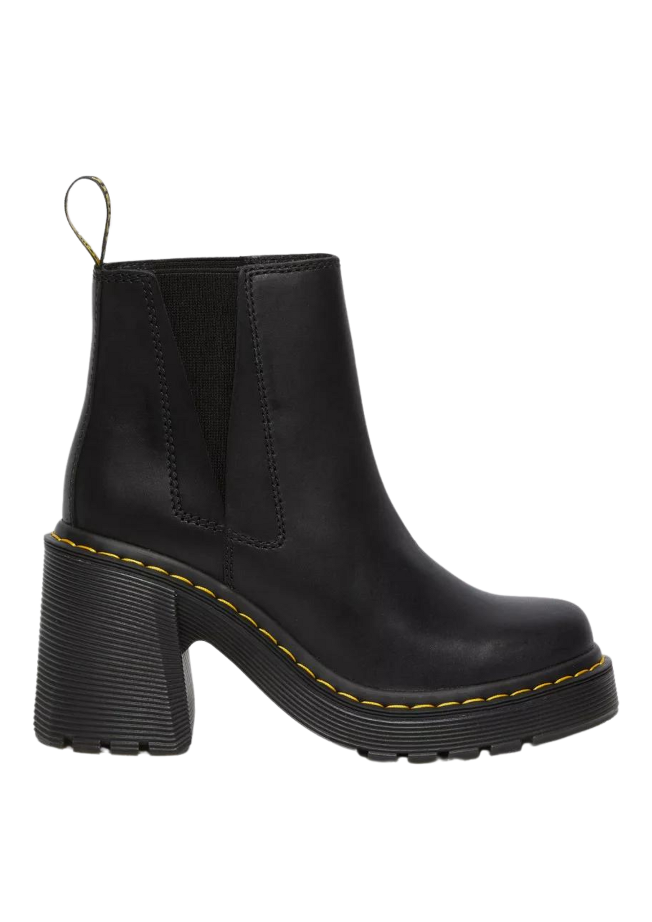 Spence Leather Flared Heel Chelsea Boots - Black