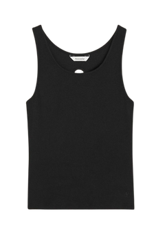 Fitted Rib Singlet - Black