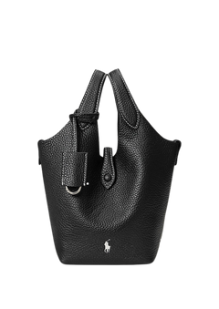 Polo Play Leather Small Tote & Crossbody - Black