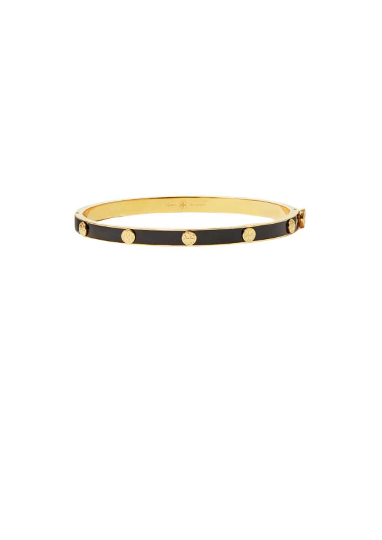 Miller Stud Enamel 5mm Hinge Bracelet - Tory Gold / Black