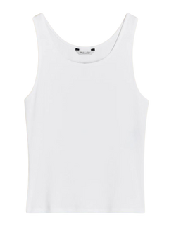 Fitted Rib Singlet - White