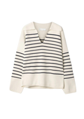 Cotton Storm Knit - Vanilla Navy Stripe