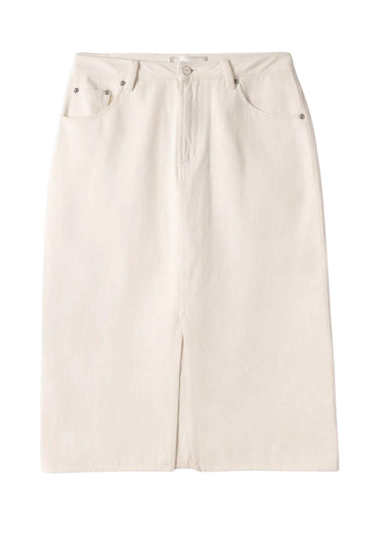 Denim Midi Skirt - Ecru