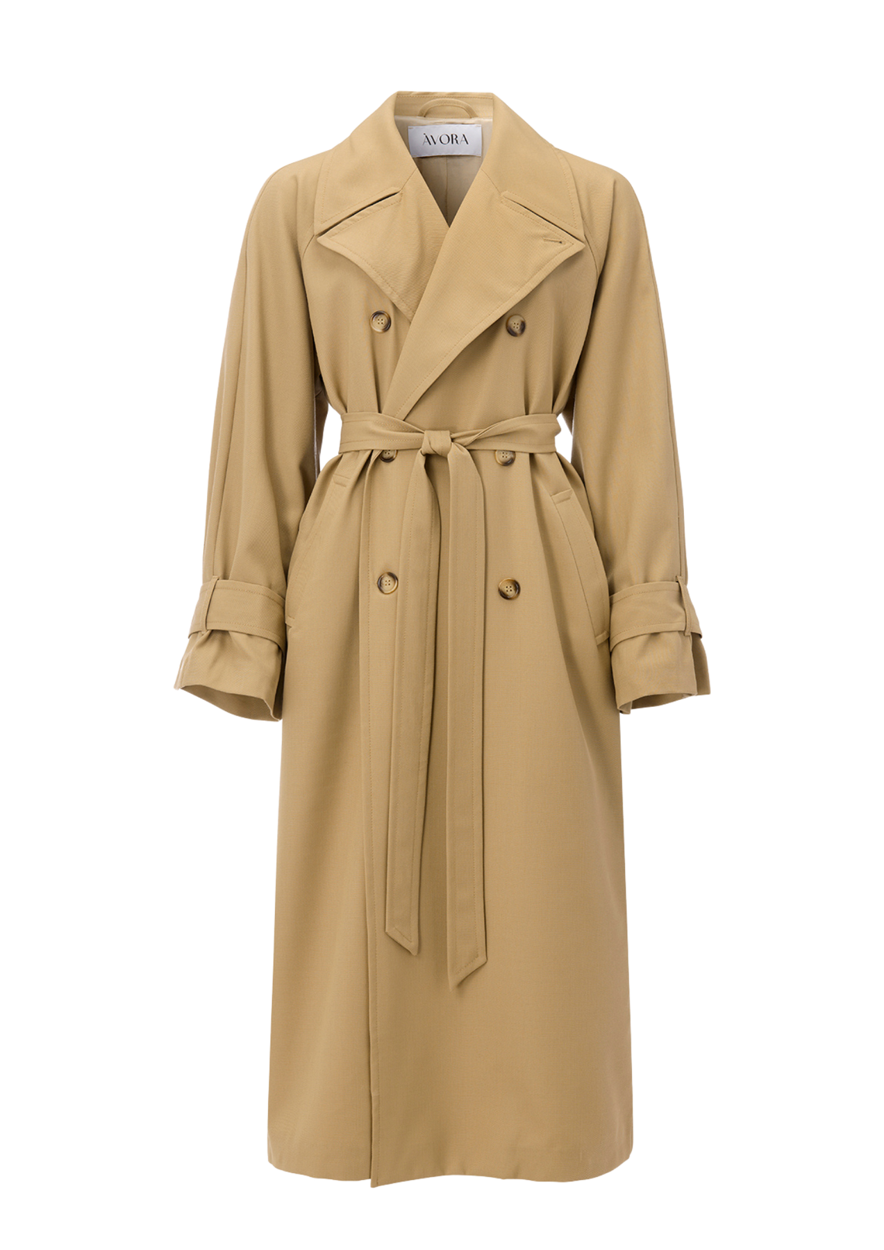 Trenchcoat i ullblandning - Beige