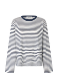 Hellen LS Stripe T-Shirt - Navy Sky-Soft White Stripe