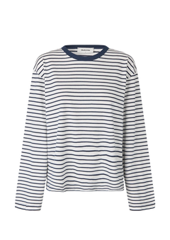 Hellen LS Stripe T-Shirt - Navy Sky-Soft White Stripe