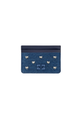 Card Holder Heart Studs - Faded Denim