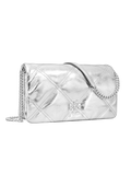 Kira Metallic Diamond Quilt Chain Wallet - Silver