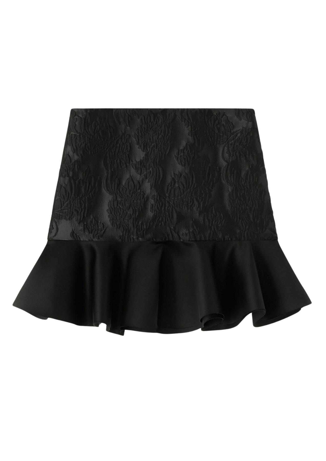 Satin Cloque Minikjol - Svart
