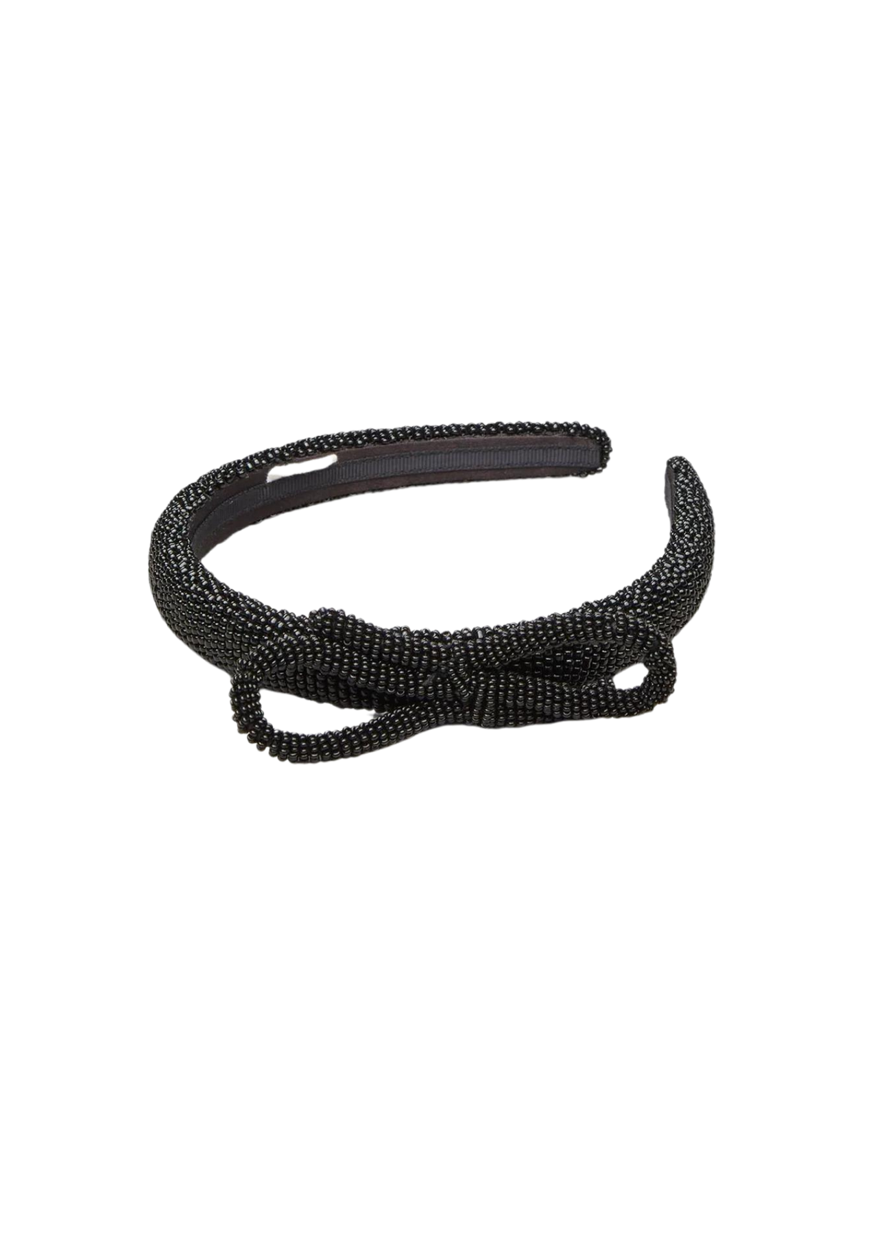 Bow Slim Beaded Hairbrace - Black