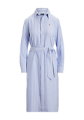 Striped Cotton Oxford Belted Shirtdress - Harbor Island Blue/White
