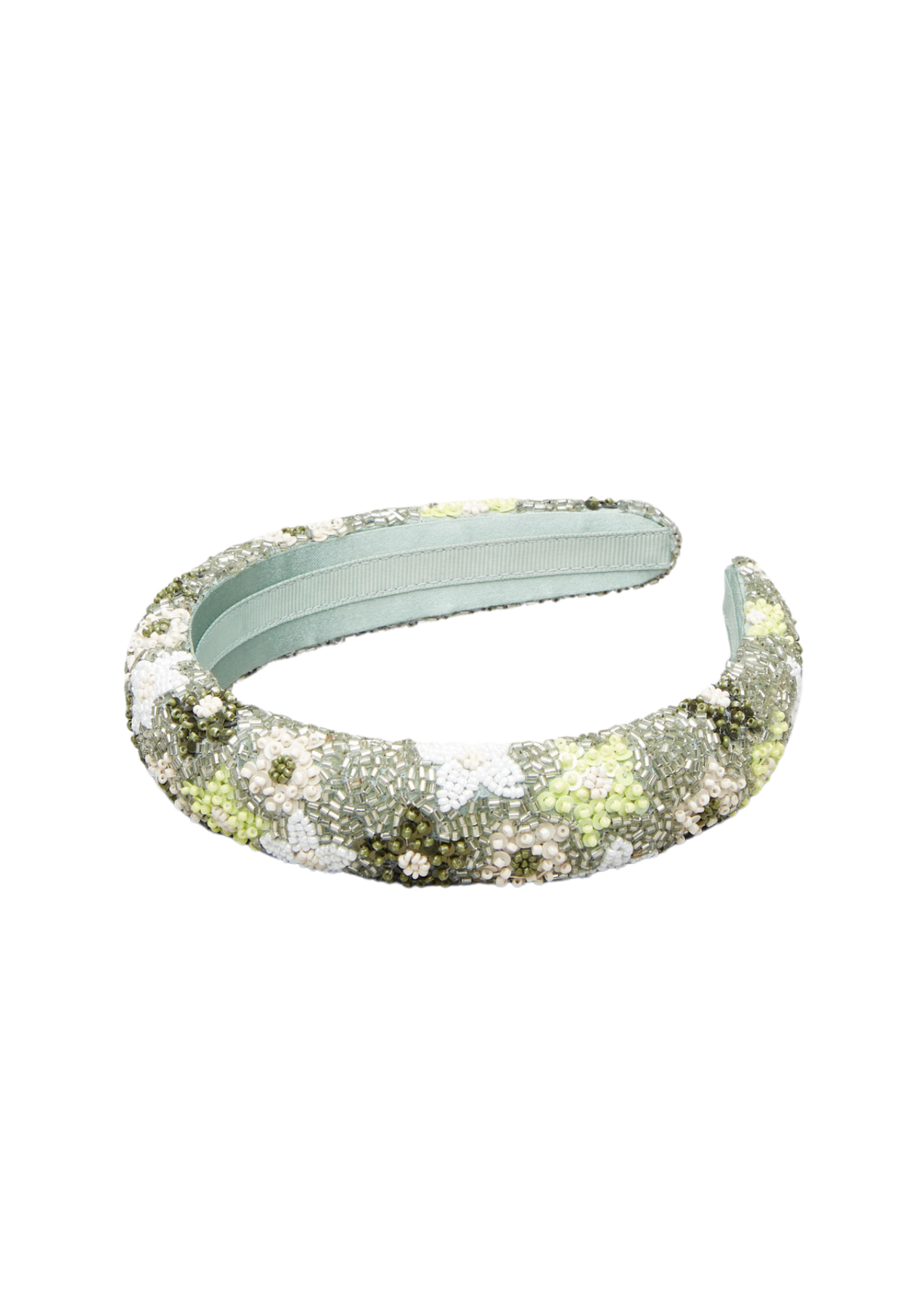 Olina Wide Beaded Hairbrace - Sage Green
